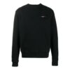 Off-White Herr FW22 enfärgad T-shirt med logotryck, rund hals och långa ärmar, svart