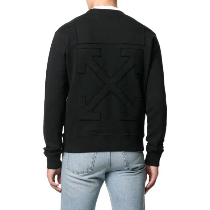 Off-White Herr FW22 enfärgad T-shirt med logotryck, rund hals och långa ärmar, svart