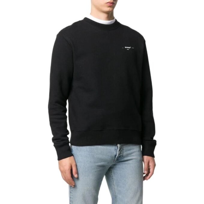 Off-White Herr FW22 enfärgad T-shirt med logotryck, rund hals och långa ärmar, svart