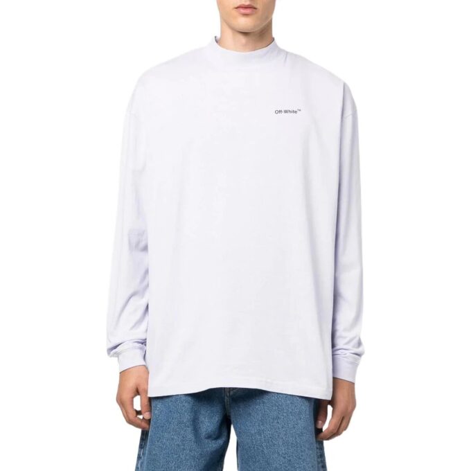 Off-White Herr FW22 enfärgad T-shirt med pilmönster och logotryck, rund hals, vit