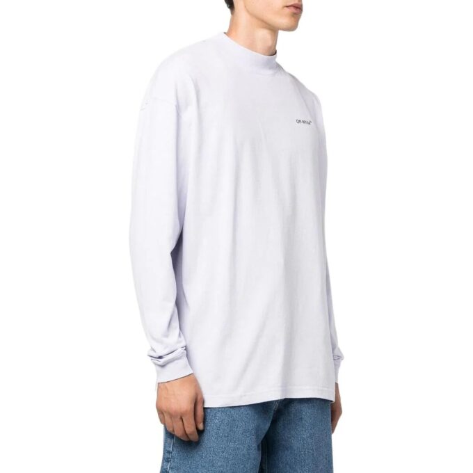 Off-White Herr FW22 enfärgad T-shirt med pilmönster och logotryck, rund hals, vit