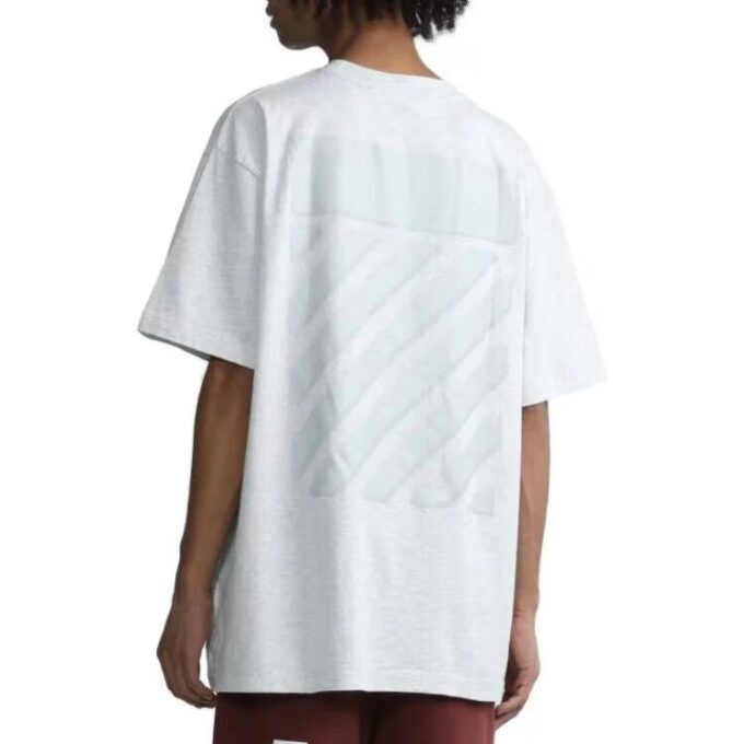Off-White Herr FW22 enfärgad T-shirt med tryck på ryggen, rund hals och korta ärmar