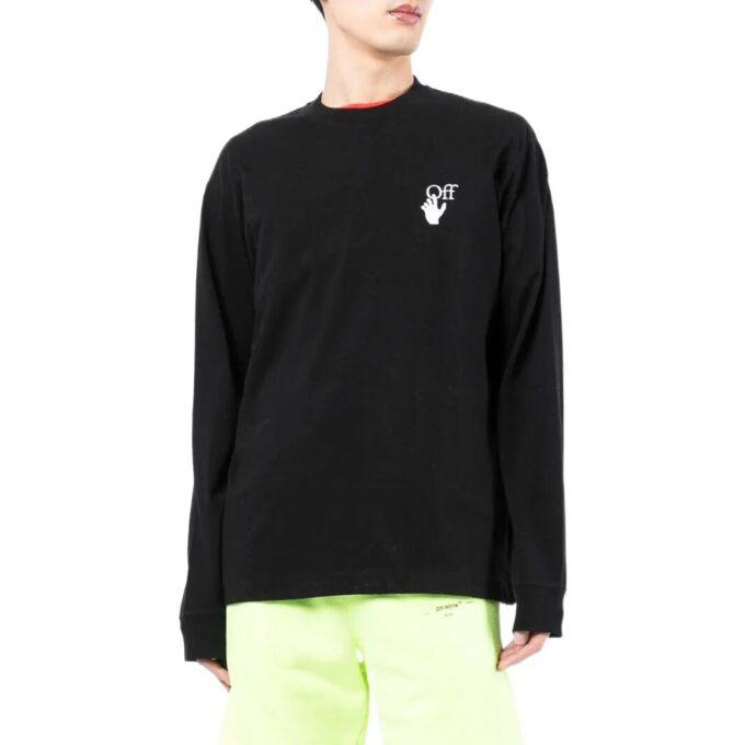 Off-White Herr FW22 Logo Rundhalsad Långärmad Version Svart