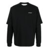Off-White Herr FW22 Målning Tryck Casual Långärmad Löst Sittande Svart T-shirt