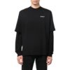 Off-White Herr FW22 Målning Tryck Casual Långärmad Löst Sittande Svart T-shirt
