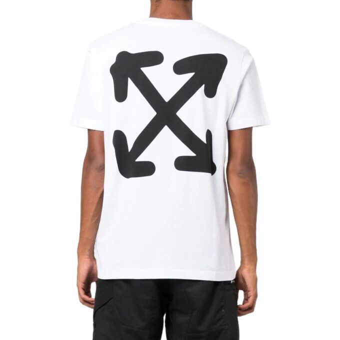 Off-White Herr FW22 Mönstertryck Rundhalsad Pullover Kortärmad Version Vit T-shirt