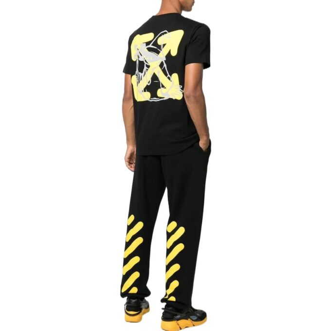 Off-White Herr FW22 Pil-logotyptryck Rund hals Kortärmad T-shirt med figursydd passform Svart