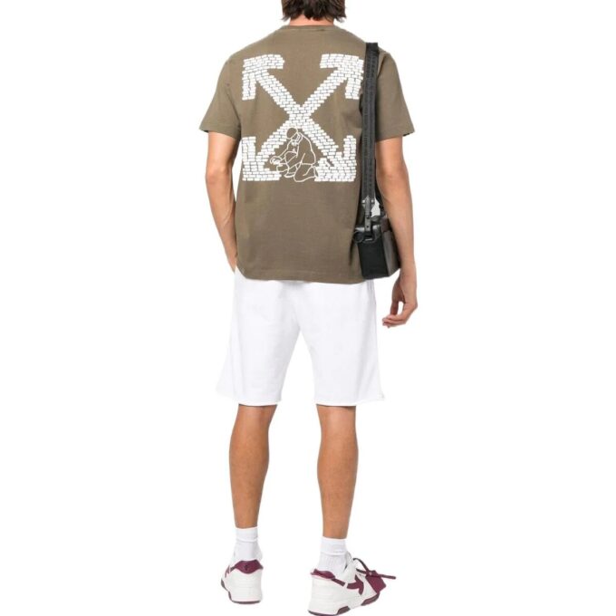 Off-White Herr FW22 Pilmönstertryck Rund hals Kortärmad Grön T-shirt