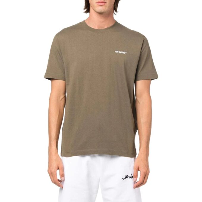 Off-White Herr FW22 Pilmönstertryck Rund hals Kortärmad Grön T-shirt