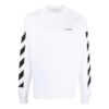 Off-White Herr FW22 Randig rundhalsad långärmad vit T-shirt