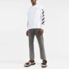 Off-White Herr FW22 Randig rundhalsad långärmad vit T-shirt