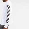 Off-White Herr FW22 Randig rundhalsad långärmad vit T-shirt