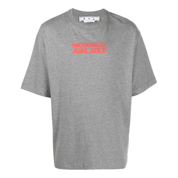 Off-White Herr FW22 Slogan-tryck Rund hals Kortärmad Standardversion Grå T-shirt