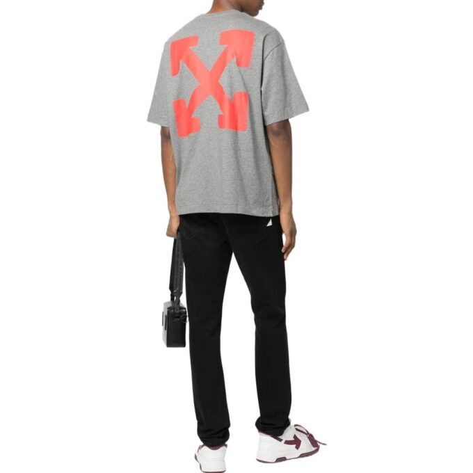 Off-White Herr FW22 Slogan-tryck Rund hals Kortärmad Standardversion Grå T-shirt