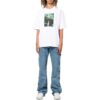 Off-White Herr FW22 T-shirt med alfabettryck, rund hals och korta Shorts, vit