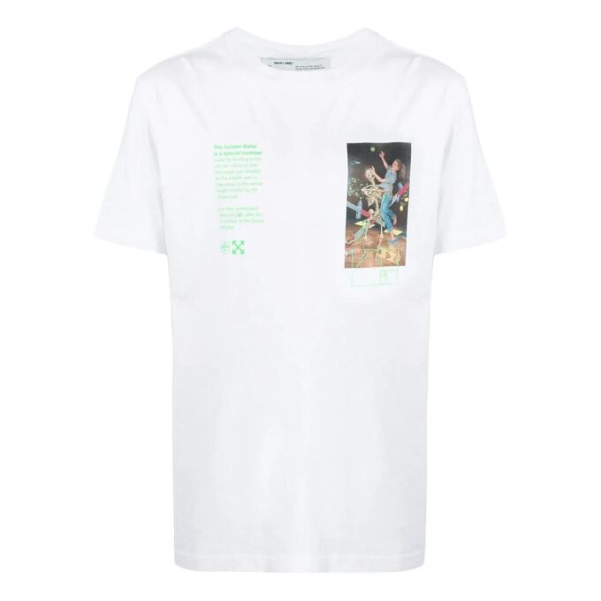 Off-White Herr FW22 T-shirt med bokstavstryck, rund hals och korta Shorts, vit