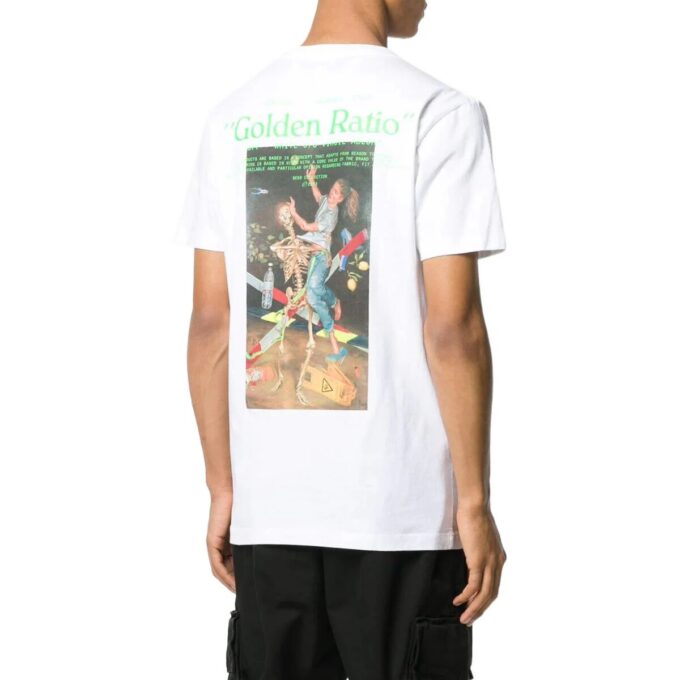 Off-White Herr FW22 T-shirt med bokstavstryck, rund hals och korta Shorts, vit