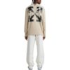 Off-White Herr FW22 T-shirt med logotryck, rund hals, långa ärmar och lös passform i beige