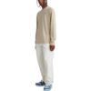 Off-White Herr FW22 T-shirt med logotryck, rund hals, långa ärmar och lös passform i beige