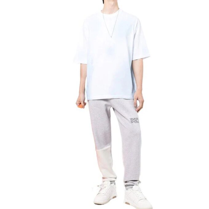 Off-White Herr FW22 T-shirt med logotryck, rund hals och korta ärmar, blåvit