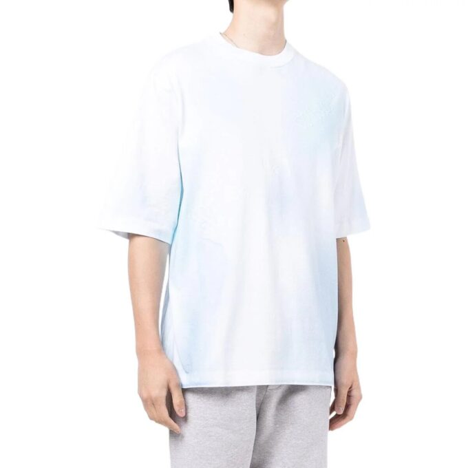 Off-White Herr FW22 T-shirt med logotryck, rund hals och korta ärmar, blåvit