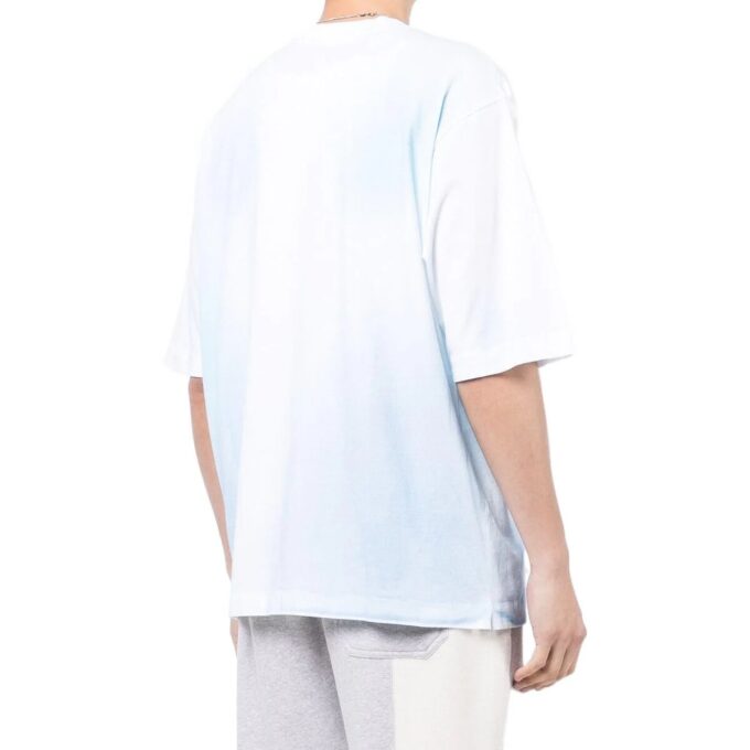 Off-White Herr FW22 T-shirt med logotryck, rund hals och korta ärmar, blåvit