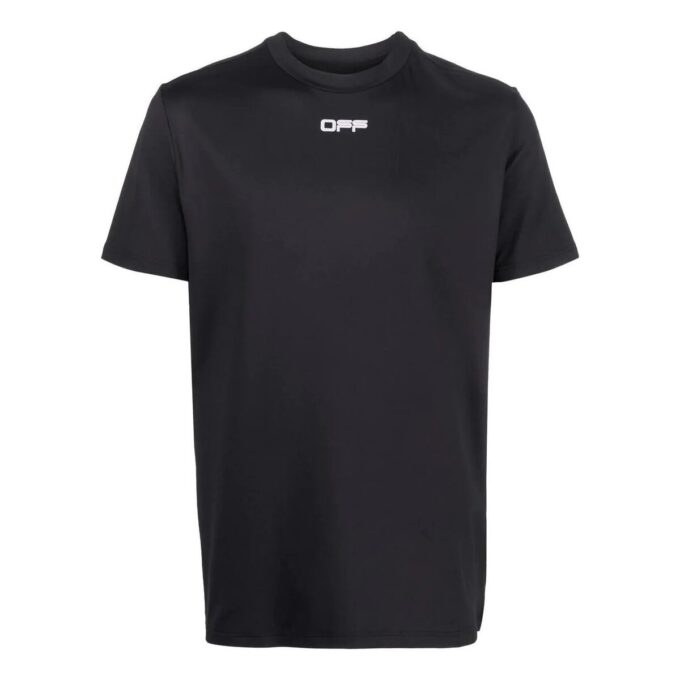 Off-White Herr FW22 T-shirt med logotryck, rund hals och korta Shorts, svart