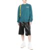 Off-White Herr FW22 T-shirt med logotryck, rund hals och långa ärmar, sjöblå