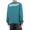 Off-White Herr FW22 T-shirt med logotryck, rund hals och långa ärmar, sjöblå