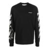 Off-White Herr FW22 T-shirt med logotryck, rund hals och långa ärmar, svart