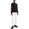 Off-White Herr FW22 T-shirt med logotryck, rund hals och långa ärmar, svart