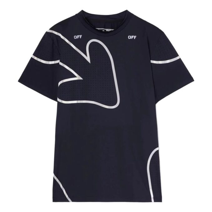 Off-White Herr FW22 T-shirt med logotyp och pilmönster, kortärmad, slim fit, svart