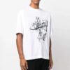 Off-White Herr FW22 T-shirt med tecknad tryck, rund hals, korta ärmar och lös passform, vit