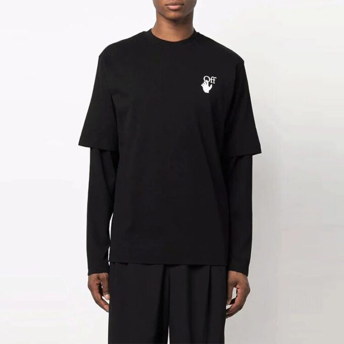 Off-White Herr Gradient Arrow Långärmad T-shirt i lös passform, svart