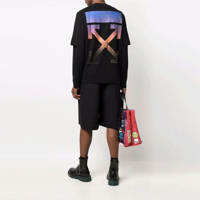 Off-White Herr Gradient Arrow Långärmad T-shirt i lös passform, svart