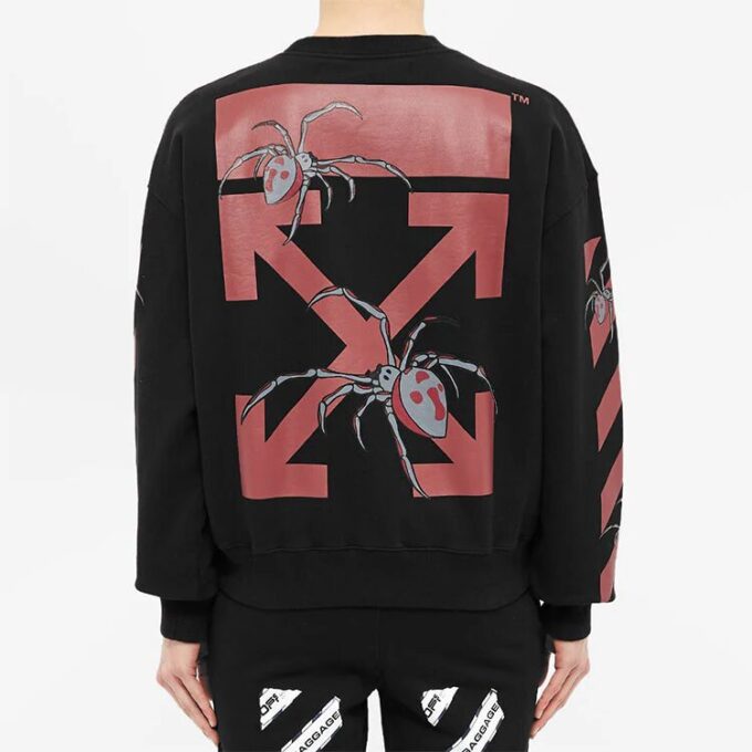 Off-White Herr Logo Spider-tryck Rund hals Långärmad Svart