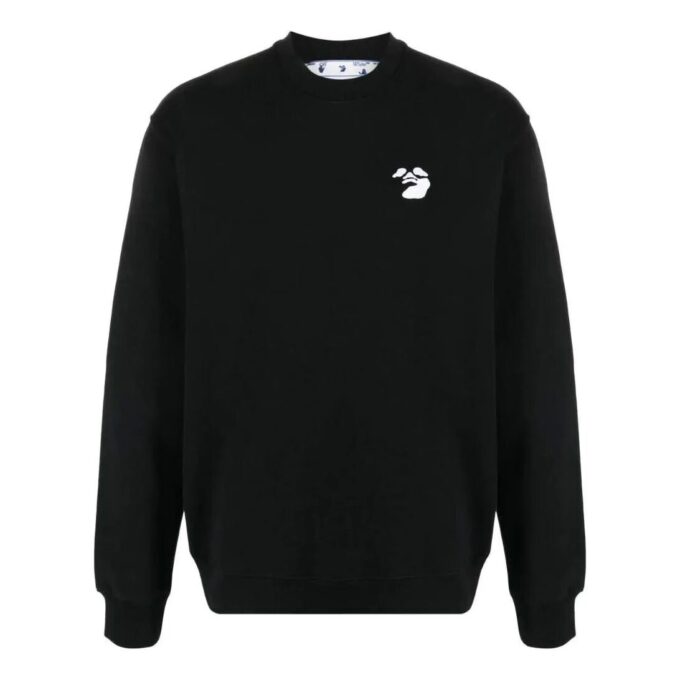 Off-White Herr Logo-tryck Rund hals Sport Loose Fit Svart