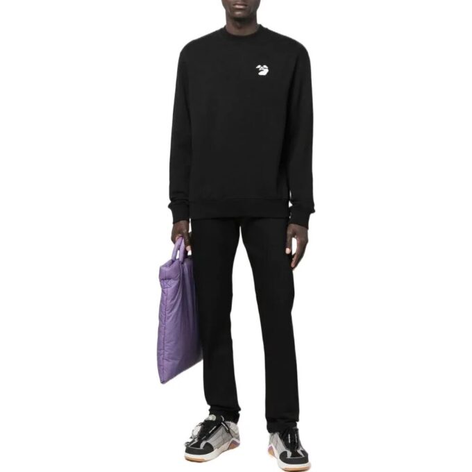 Off-White Herr Logo-tryck Rund hals Sport Loose Fit Svart