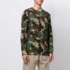 Off-White Herr SS21 Camouflage-tryck Löst sittande långärmad grön T-shirt