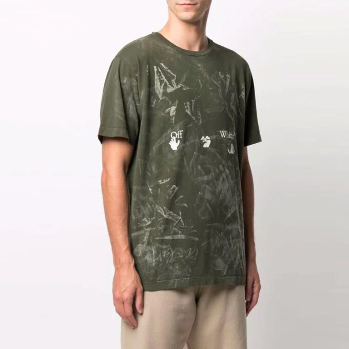 Off-White Herr SS21 Logo kortärmad grön T-shirt