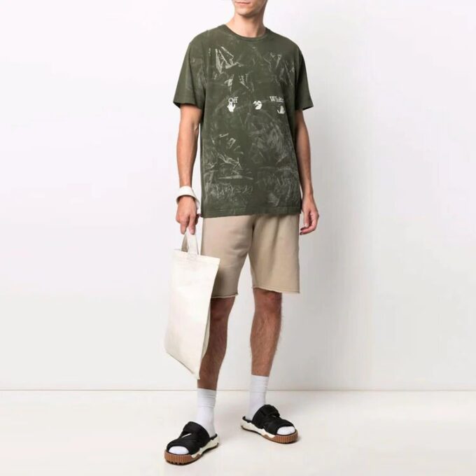 Off-White Herr SS21 Logo kortärmad grön T-shirt