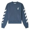 Off-White Herr SS21 Logo-tryck Randig Rundhalsad Löst sittande Blå