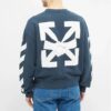 Off-White Herr SS21 Logo-tryck Randig Rundhalsad Löst sittande Blå
