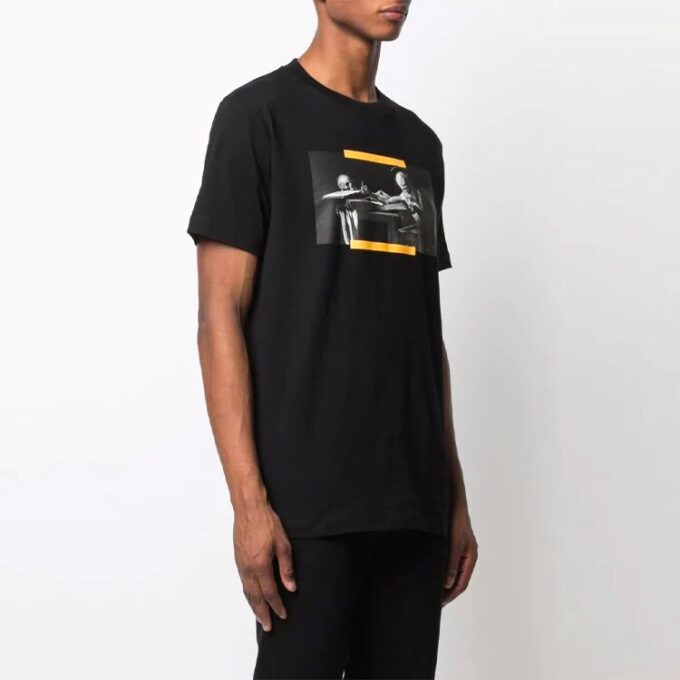 Off-White Herr SS21 Mönstrad kortärmad svart T-shirt