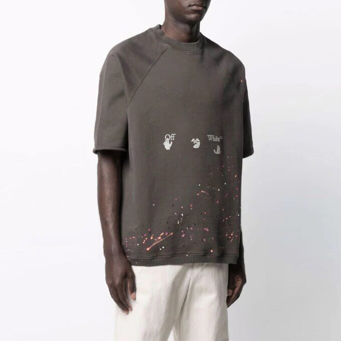Off-White Herr SS21 Short Sleeve T-shirt i standardutförande, grå