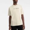 Off-White Herr SS21 T-shirt med logomönster, korta ärmar, lös passform, ljus khaki