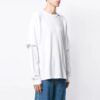 Off-White Herr SS21 T-shirt med logotryck i twill, långärmad, krämvit