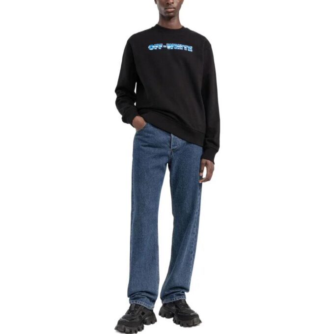 Off-White Herr SS22 Arrow Pattern Logo Rundhalsad Svart