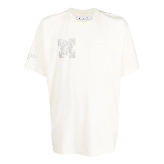 Off-White Herr SS22 Arrow Rundhalsad kortärmad vit T-shirt
