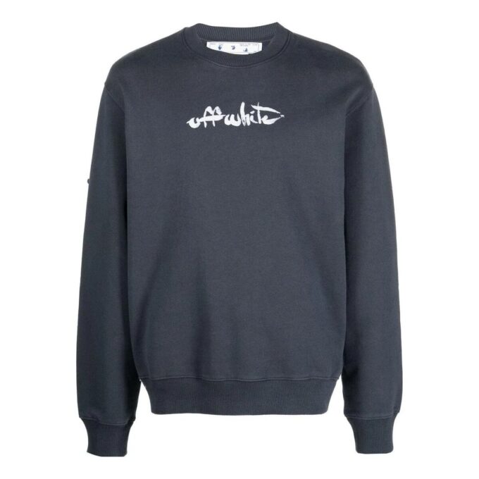 Off-White Herr SS22 Arrows-print Rundhalsad Långärmad Grå